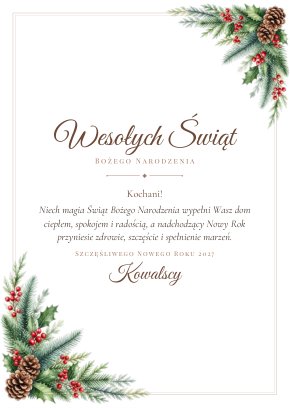 Kartka świąteczna na Boże Narodzenie — przykładowa strona