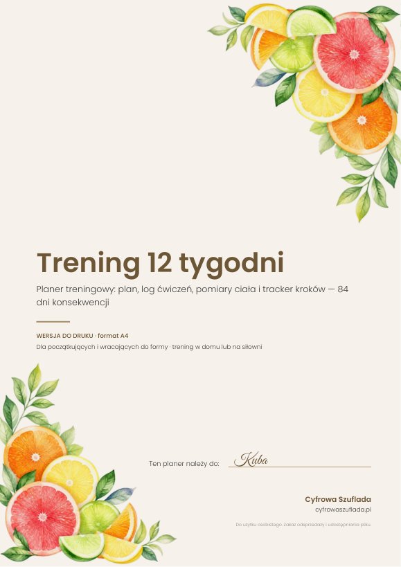 Planer treningowy 12 tygodni — przykładowa strona